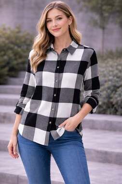 Sonoma Goods For Life Women's Plus Size Everyday Essential Buffalo Plaid Flannel